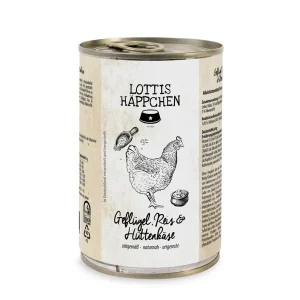 LOTTIS HÄPPCHEN Geflügel, Reis & Hüttenkäse 400 g Abverkauf